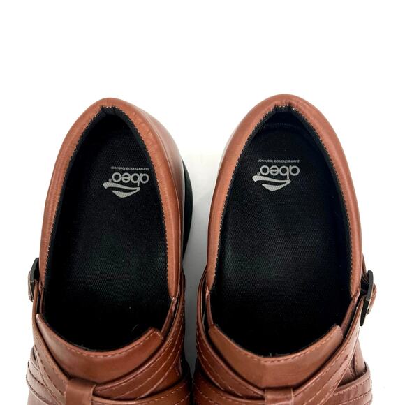 NWOT Abeo Womens Bella 24/7 Brown Leather Clogs Comfort Shoes Buckle - Picture 8 of 10